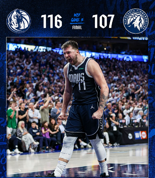 東契奇歐文合砍66分 獨(dú)行俠3-0森林狼奪賽點(diǎn)