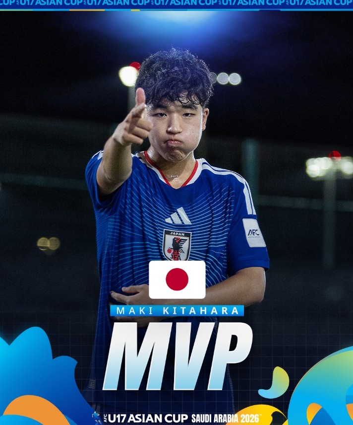 北原槙包攬U17亞洲杯金靴+MVP，兩戰(zhàn)中國(guó)均破門